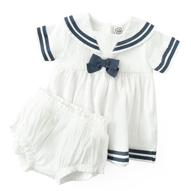 Cool Club, Set pentru fete, Rochie cu maneca scurta, Pantaloni scurti, ecru