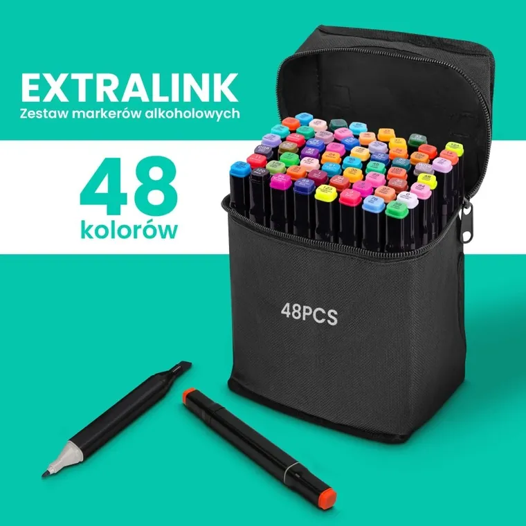 Extralink, set de markere cu alcool, 48 buc.