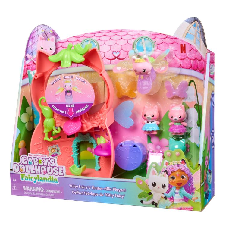 Gabby's Dollhouse, Kitty Fairy's Flutter-riffi Playset, set de joaca cu figurine si inel, 12 elemente
