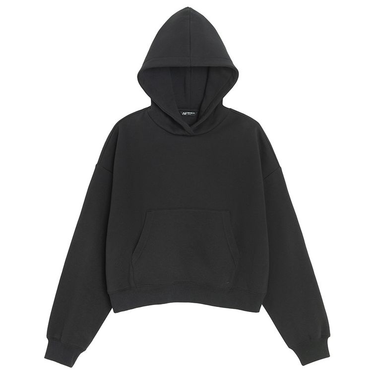 Hanorac negru cu croiala cropp boxy NOWEAR