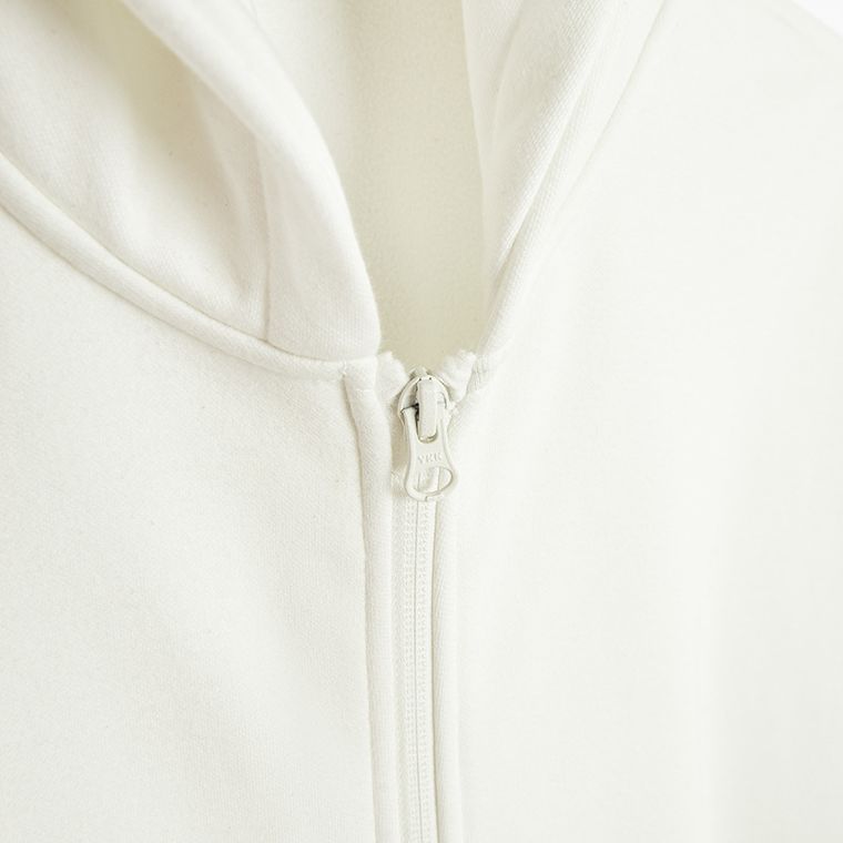 Hanorac oversize alb cu fermoar NOWEAR