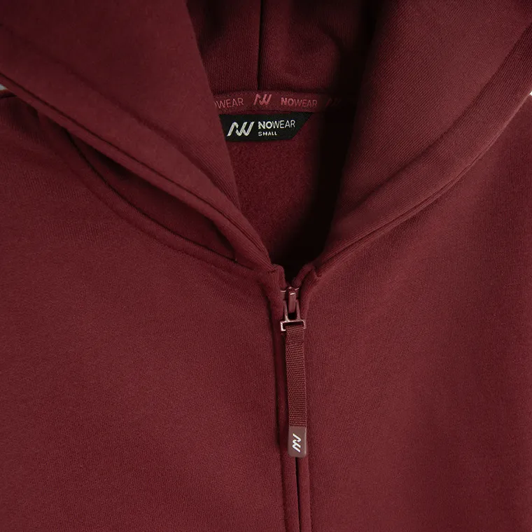 Hanorac oversize bordo cu fermoar unisex NOWEAR