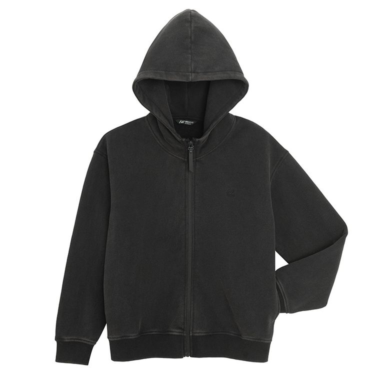 Hanorac oversize negru cu fermoar NOWEAR