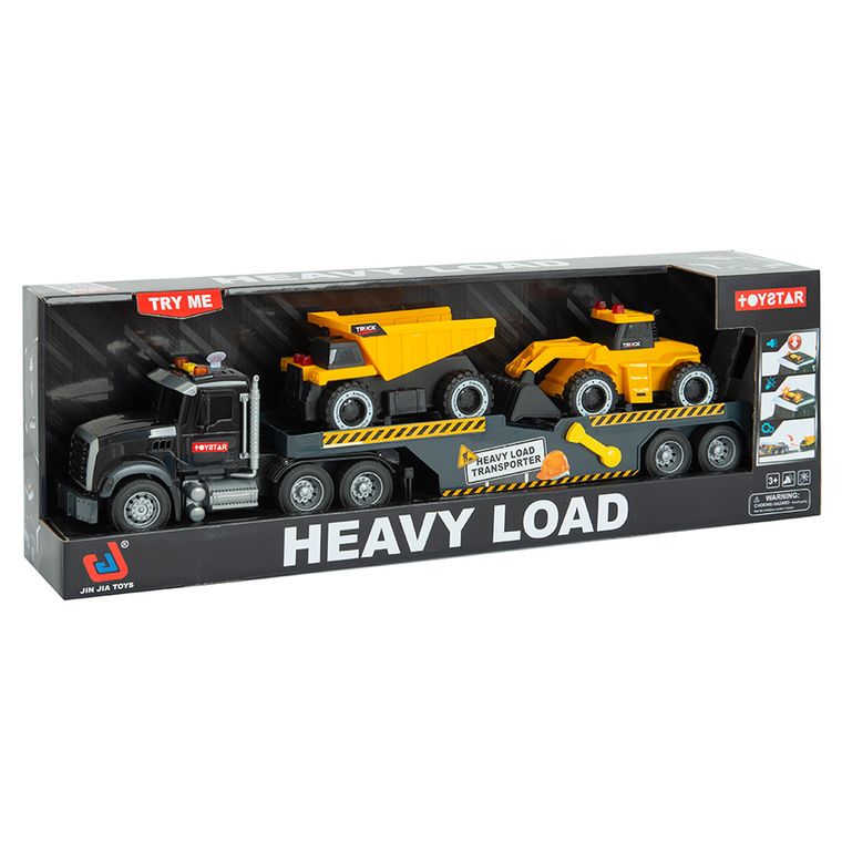 Heavy Load, camion cu excavator si basculanta, set vehicule de constructii