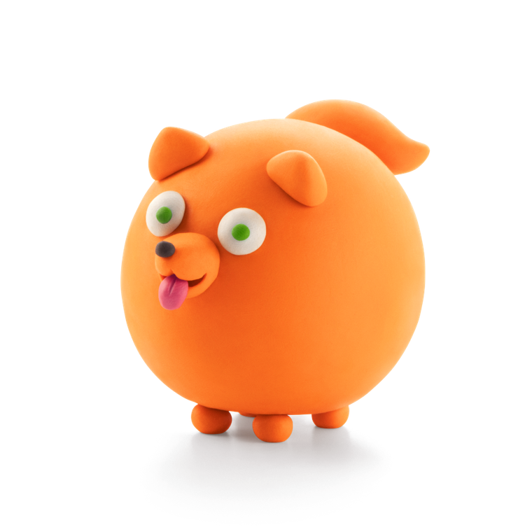 Hey Clay, Dog Story, set creativ, 15 cutii de plastilina