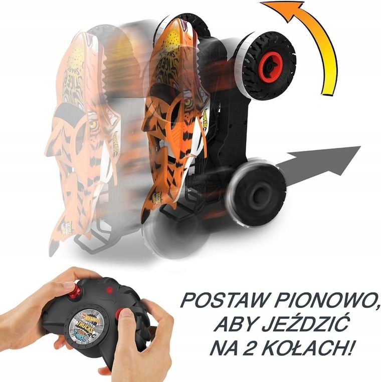 Hot Wheels, Monster Trucks Tiger Shark, masina cu telecomanda, scara 1:24