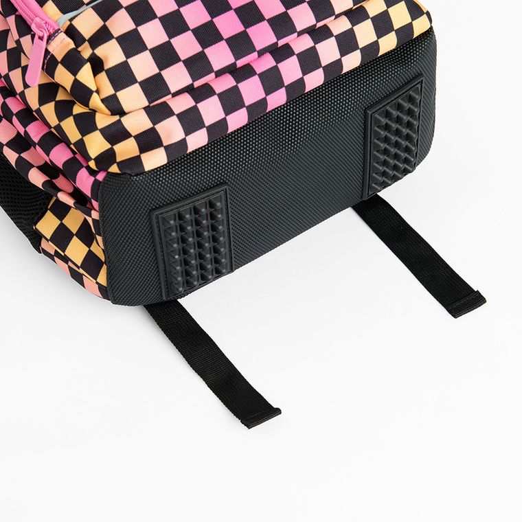 Kayokki, rucsac pentru scoala cu 1 compartiment, carouri roz-portocaliu