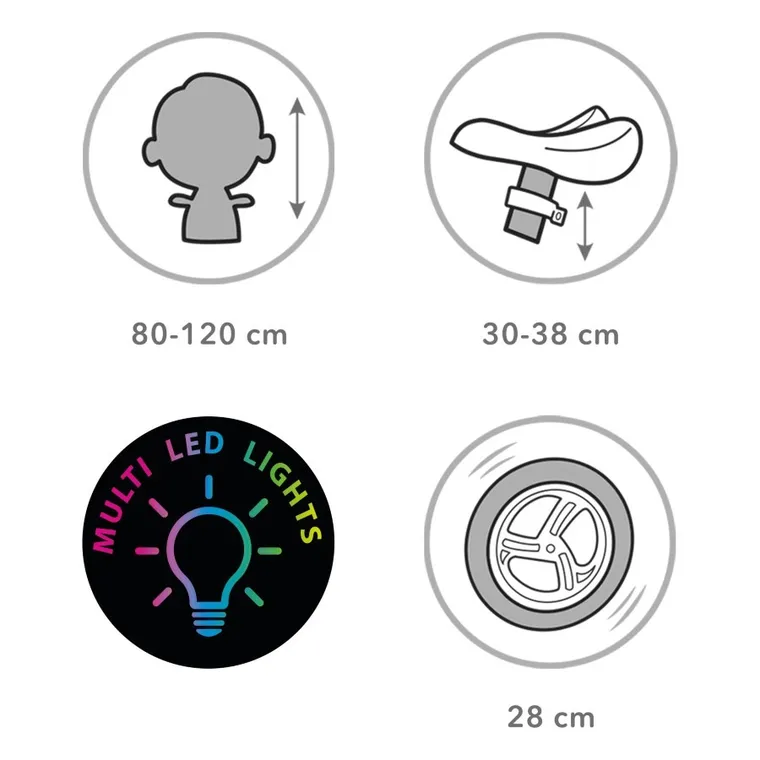 Kidwell, Rebel LED, bicicleta fara pedale, neon roz