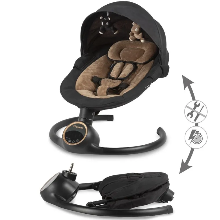 Kidwell, Reve, Scaun electric pentru bebelusi, 2in1, negru-auriu