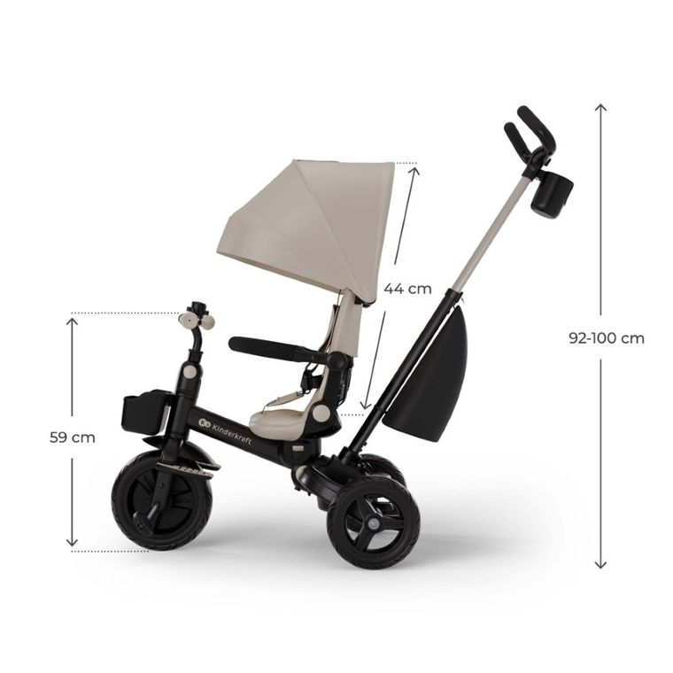 Kinderkraft, Aveo 2 Plus, tricicleta multifunctionala 6in1, Beige