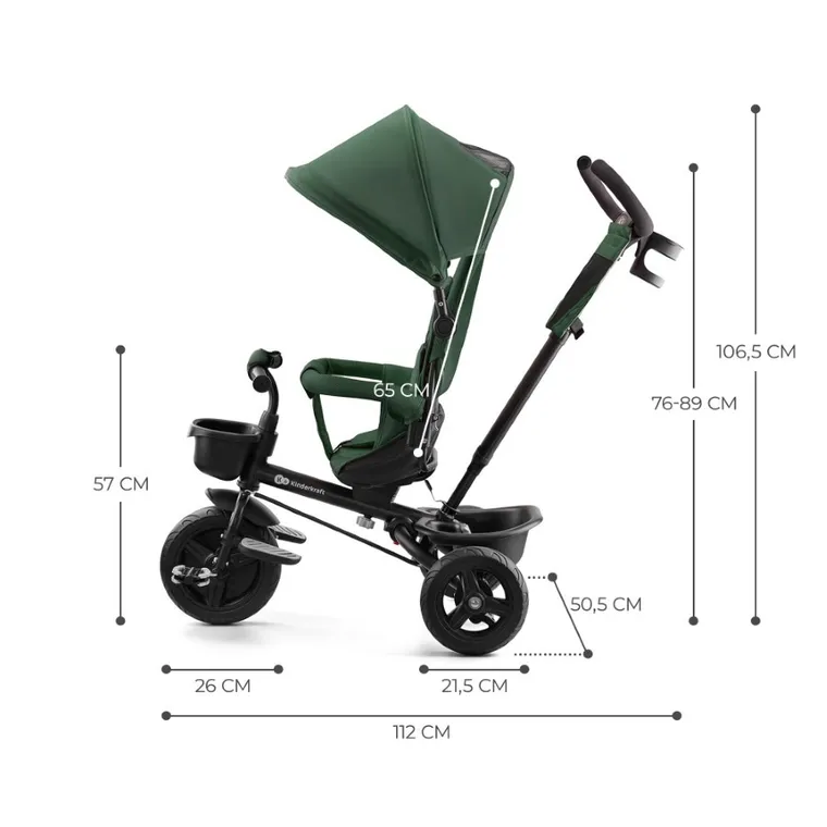 Kinderkraft, Aveo, bicicleta cu trei roti, Mystic Green