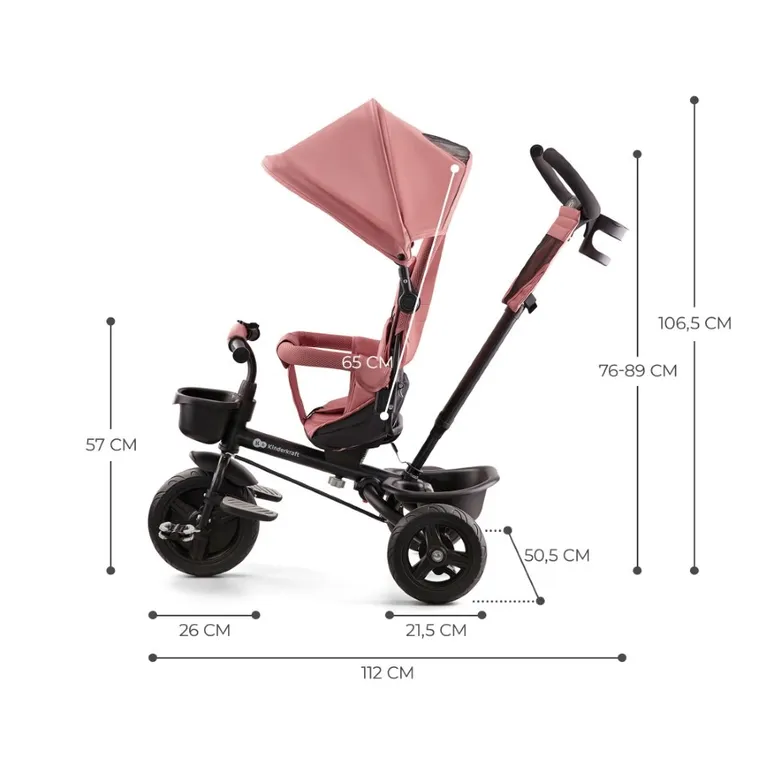Kinderkraft, Aveo, bicicleta cu trei roti, Rose Pink