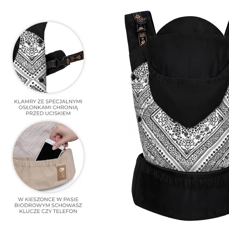 Kinderkraft, Bizuu, Huggy, marsupiu ergonomic, Lunar Black