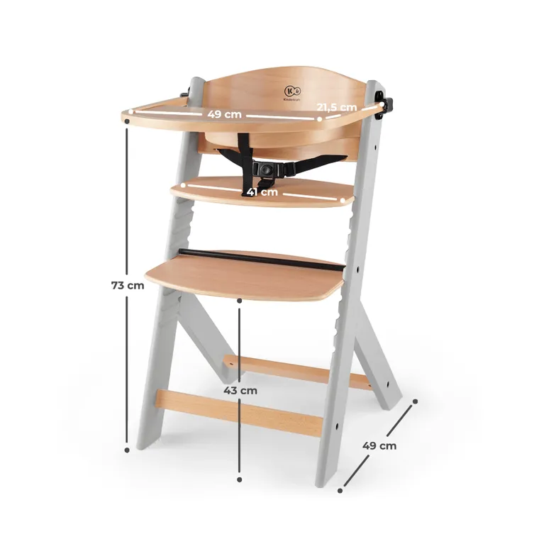 Kinderkraft, Enock, scaun inalt 3in1 cu perna, pcioare gri