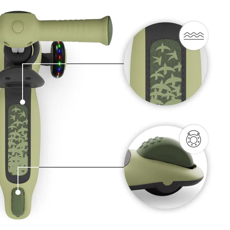 Kinderkraft, Halley 2, trotineta cu 3 roti de echilibru 2in1, LED, Grassland Green