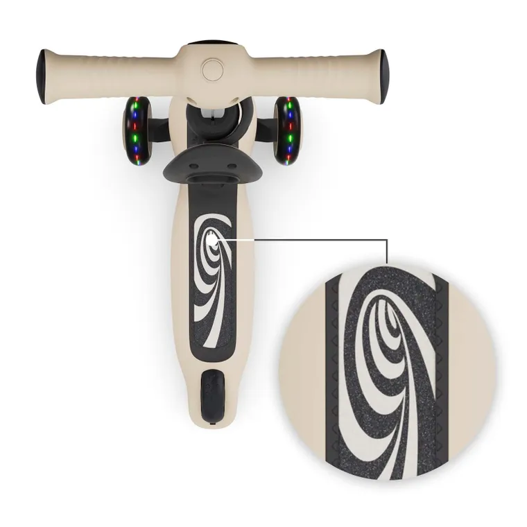 Kinderkraft, Halley 2, trotineta cu 3 roti de echilibru 2in1, LED, Stone White