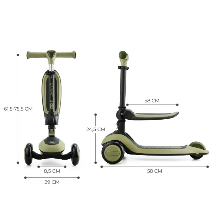 Kinderkraft, Halley, bicicleta si trotineta 2in1, Grassland Green
