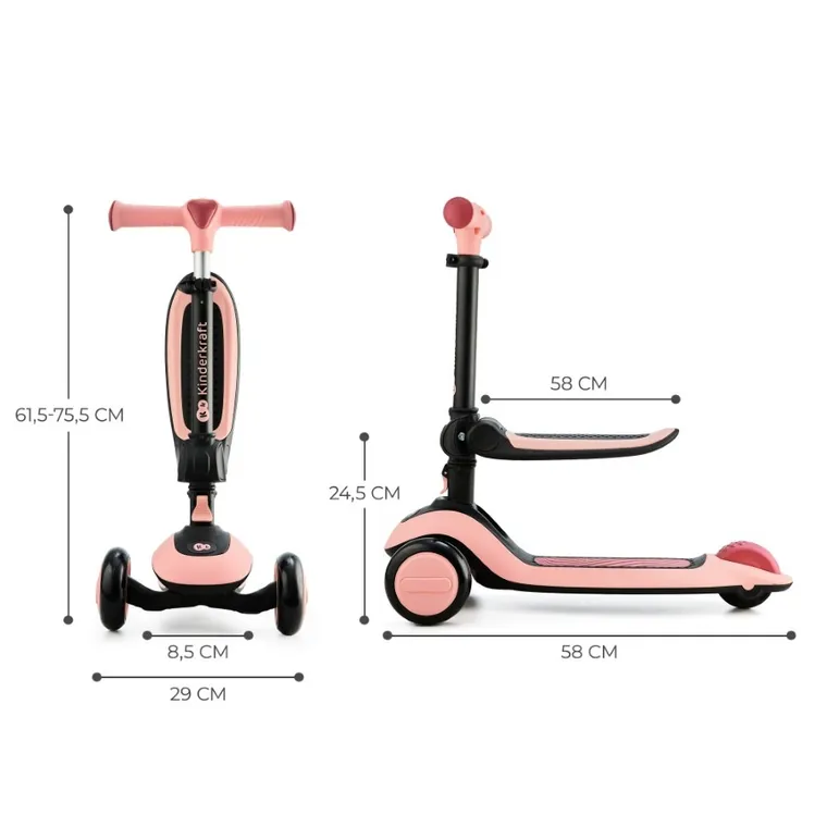 Kinderkraft, Halley, bicicleta si trotineta 2in1, Rose Pink