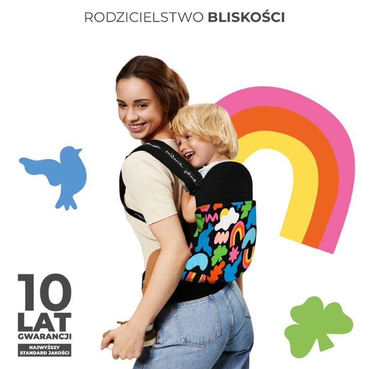 Kinderkraft, Huggy, marsupiu ergonomic, Happy Shapes