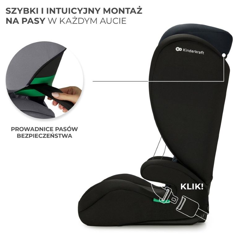 Kinderkraft, I-Spark, scaun auto, 100-150 cm, Black