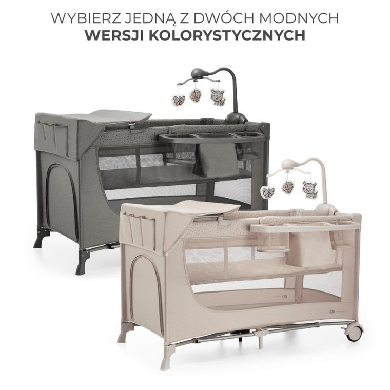 Kinderkraft, Joy 2, patut de volaj cu accesorii, 3in1, Dark Grey