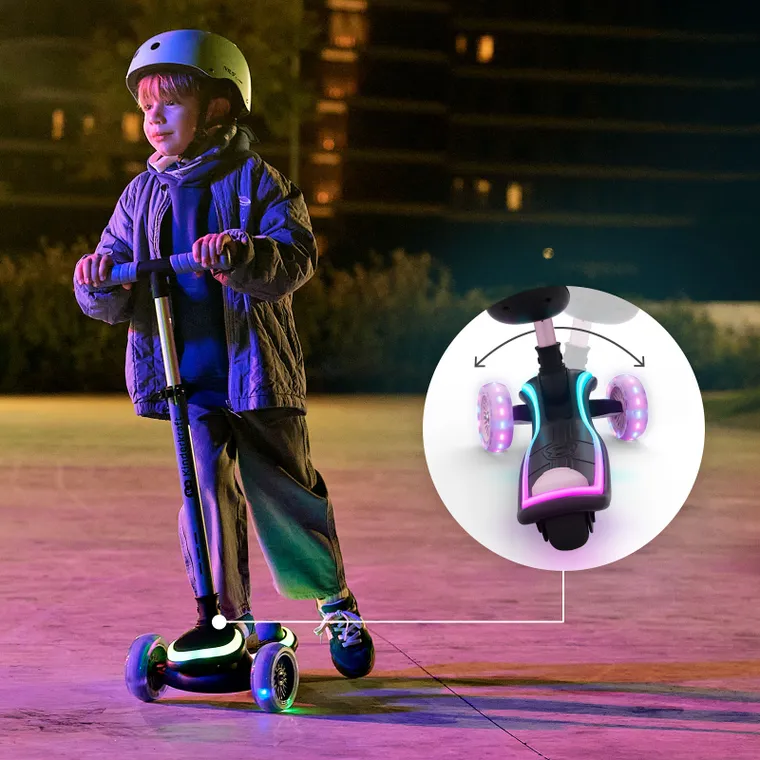 Kinderkraft, RAKET UP, trotineta LED cu 3 roti cu sezut, 2in1, Pink