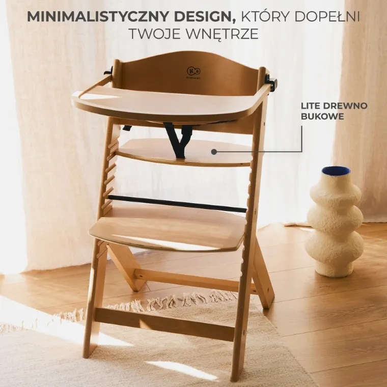 Kinderkraft, scaun de masa Enock + sezlongul Calmee, Grey