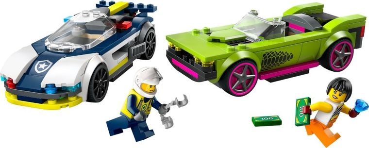 LEGO City, Urmarire cu masina de politie si masina puternica, 60415