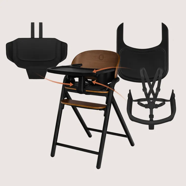 Lionelo, Celia, scaun multifunctional din lemn 3in1, Black Wood