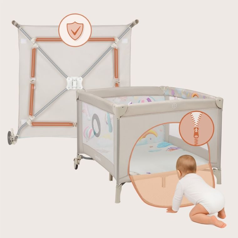 Lionelo, Mille Plus, parcul de joaca pentru copii, Grey Beige