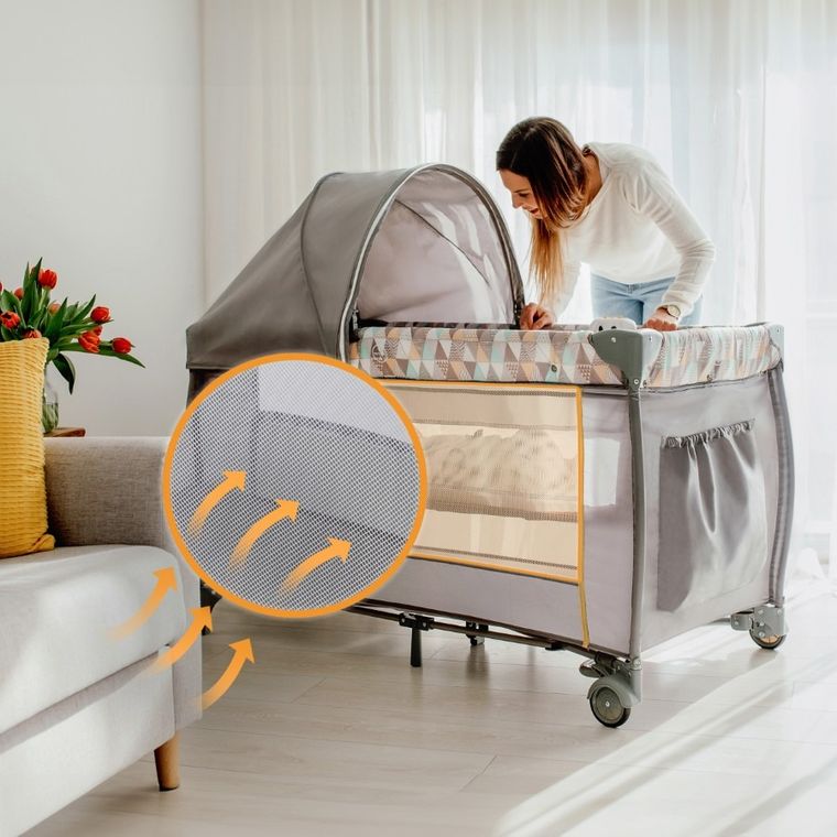 Lionelo, Sven Plus, patut de calatorie cu accesorii, Beige Olive