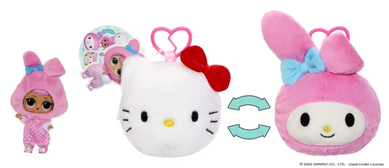 L.O.L. Surprise, Loves Hello Kitty, Reversible Plush, mini papusa intr-o cutie de plus, 1 buc.