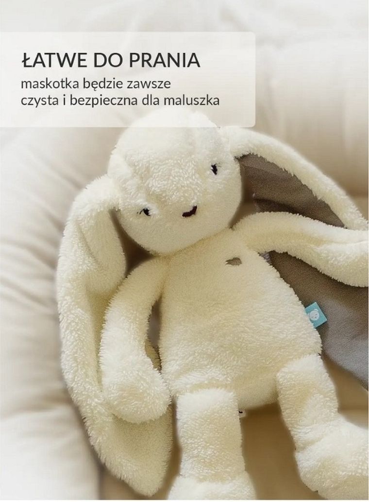 MyHummy (Szumisie), Iepuras, mascota bazaitoare cu mecanism 5in1: zgomot, senzor de somn, melodii, batai de inima, lampa, ecru