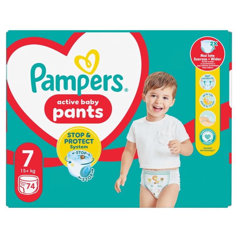 Pampers Pants, scutece-chilotel marimea 7, 17 kg+, 74 buc.