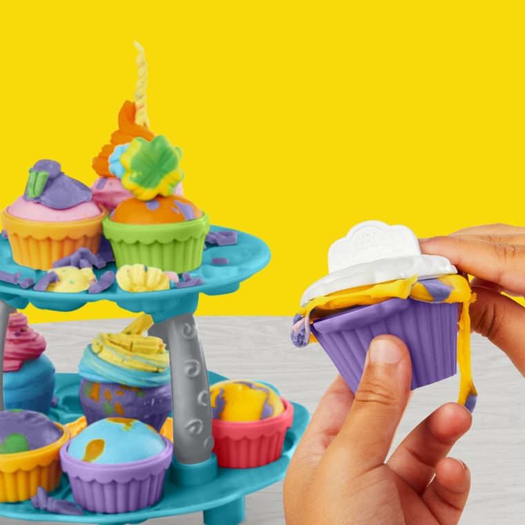Play-Doh, Cupcake Tower, set creativ, 8 cutie cu plastilina