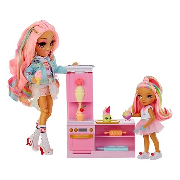 Rainbow High, Littles Dolls, Dessert Shop, Kandy, papusa fashion cu accesorii