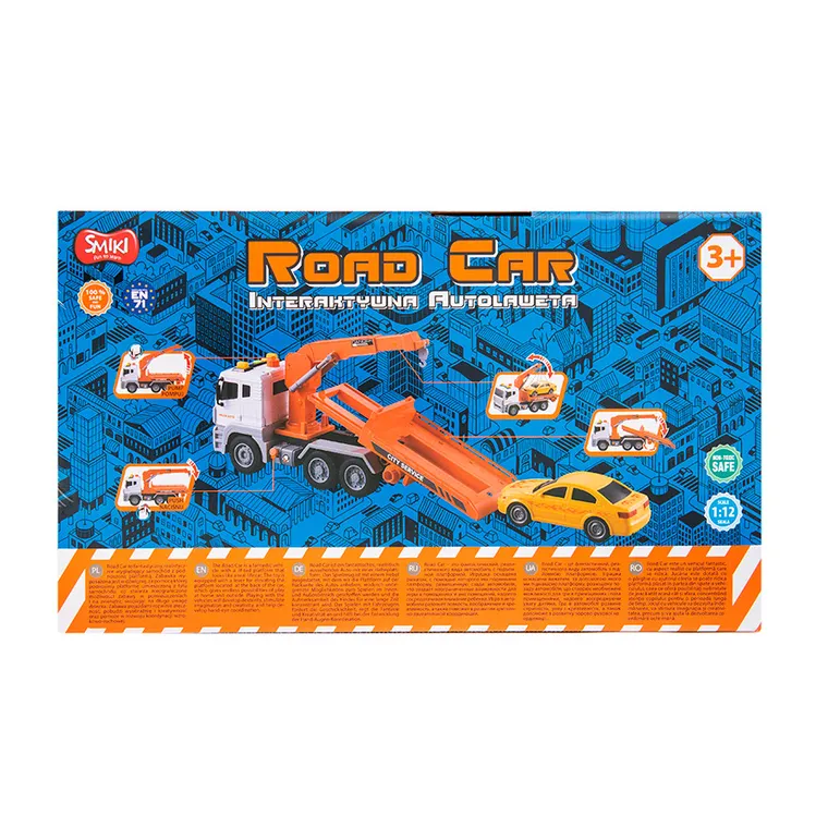 Smiki, Camion de tractare, vehicul, cu lumini si sunete, portocaliu, 1:12