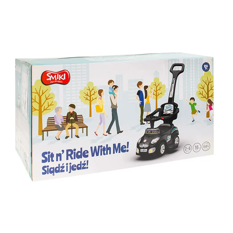 Smiki, Masinuta fara pedale cu maner, negru