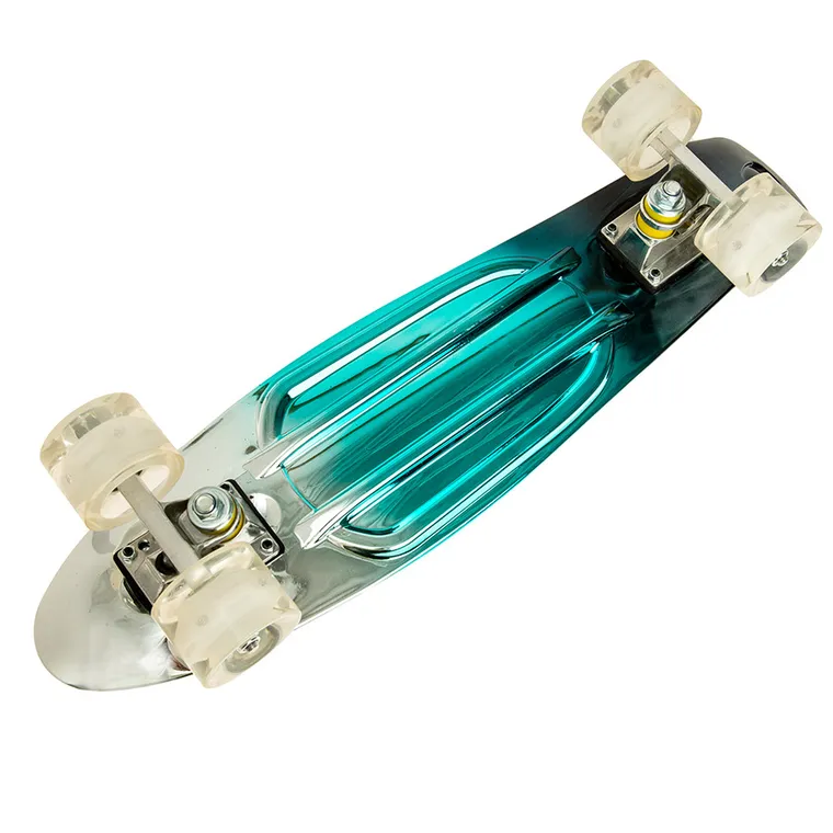 Smiki, placa skateboard tip fish cu roti LED, albastru