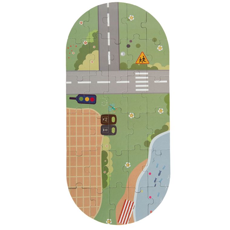 Smiki, sine de lemn cu trenulet electric si recipient de depozitare