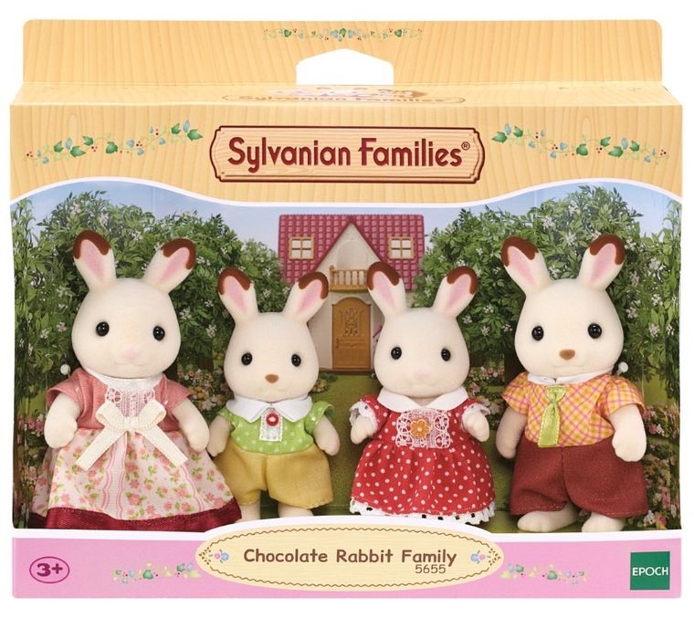 Sylvanian Families, Familia de iepurasi cu urechiuse de ciocolata, set de figurine, 5655