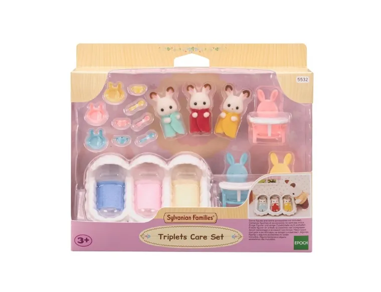 Sylvanian Families, Iepurasii tripleti cu urechiuse de ciocolata, set de figurine, 5532