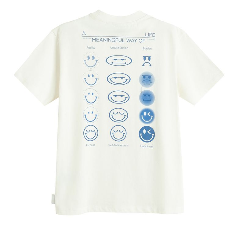 Tricou alb cu croiala relaxed S.W.Smiley NOWEAR