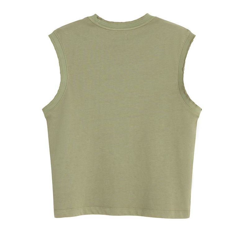 Tricou fara maneci kaki NOWEAR