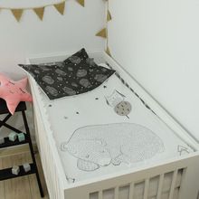 Cool Club, Set lenjerie pat pentru copii cu umplutura, alb-gri, 100-135 cm