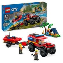 LEGO City, Camion 4-4 si barca de pompieri, 60412