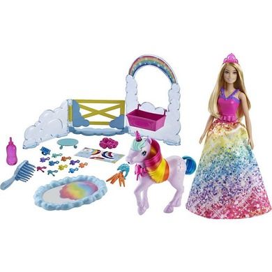 Barbie, Dreamtopia, Printesa si unicorn, set de joaca cu papusa si accesorii