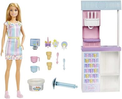 Barbie, Magazin de inghetata, set de papusa si accesorii