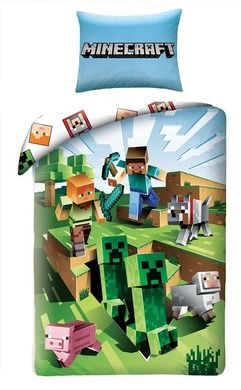 Minecraft, set lenjerie de pat single, 160-200 cm + 70-80 cm